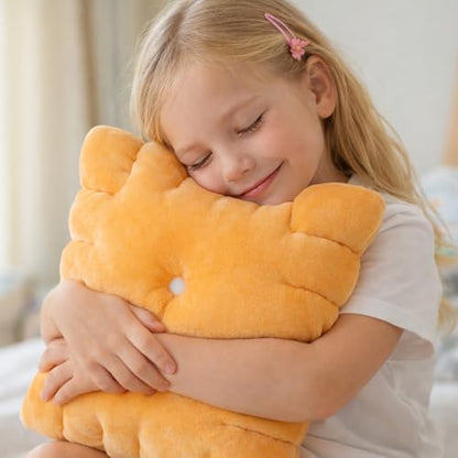 Cheese Snack Plush Pillow - Velvet Food-Shaped Cushion, Yellow, 10.24 Inch