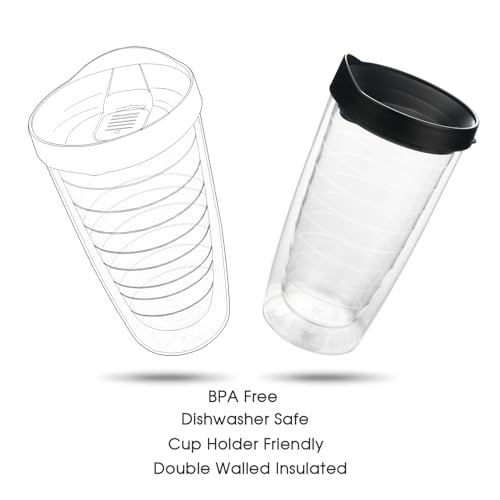 EASYXQ 2Pack Mahjong Game Double Wall Insulated Tumbler Travel Cup, 16oz Reusable Plastic Mug with Lid Keeps Drinks Cold & Hot, BPA Free, Perfect for Parties, Birthday, Clear