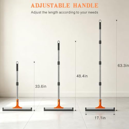 Heavy Duty Floor Squeegee for Tile and Concrete Floors - Adjustable Handle