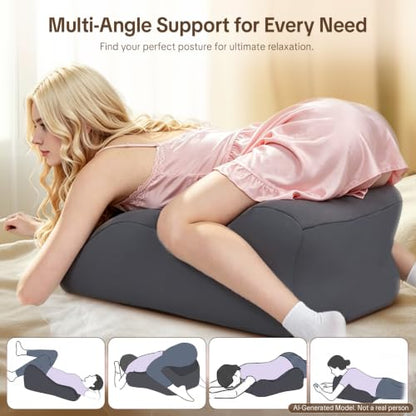 Gray Memory Foam Intimacy Pillow for Couples with Adjustable Airbag Support