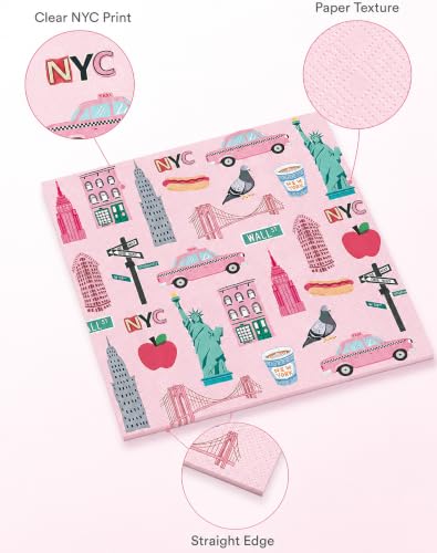 50PCS Pink NYC Theme Disposable Paper Napkins for Parties