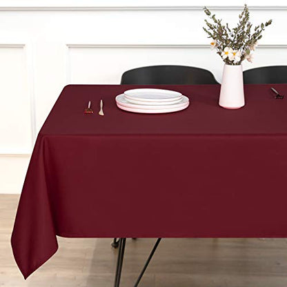 sancua Rectangle Tablecloth - 54 x 54 Inch - Stain and Wrinkle Resistant Washable Polyester Table Cloth, Decorative Fabric Table Cover for Dining Table, Buffet Parties and Camping, Burgundy