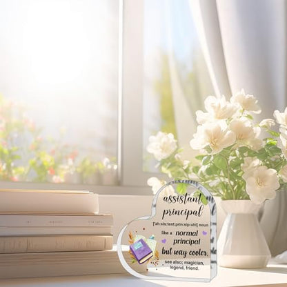 Heart Shaped Acrylic Desk Sign for Assistant Principal Gift - Inspirational Office Decor