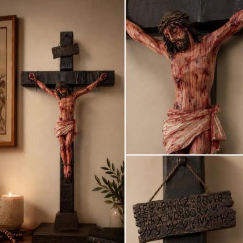 Sacred Jesus Crucifix Wall Cross Set of 2 - Catholic Religious Home Decor