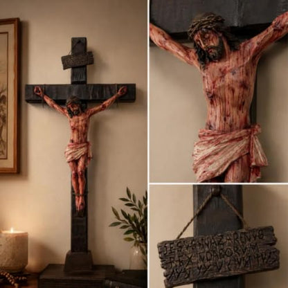 Sacred Jesus Crucifix Wall Cross Set of 2 - Catholic Religious Home Decor