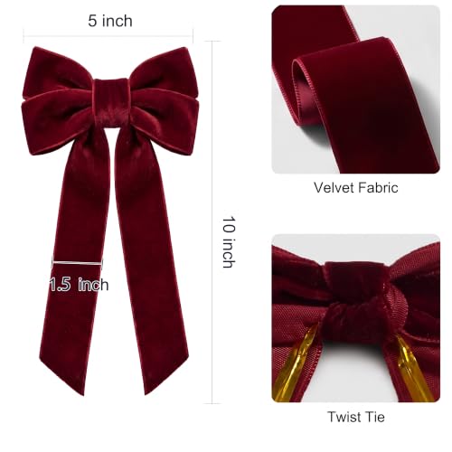 16 Pcs Velvet Christmas Tree Bows Set - Holiday Decorations & Wreath Accents