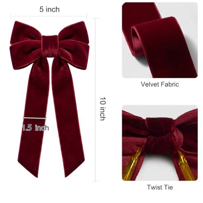 16 Pcs Velvet Christmas Tree Bows Set - Holiday Decorations & Wreath Accents