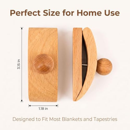 Heavy Duty Wooden Quilt Hanger with Strong Grip for Tapestries & Wall Art