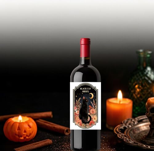 Halloween 1 8pcs Funny Black Retro Wine Labels Party Decorations