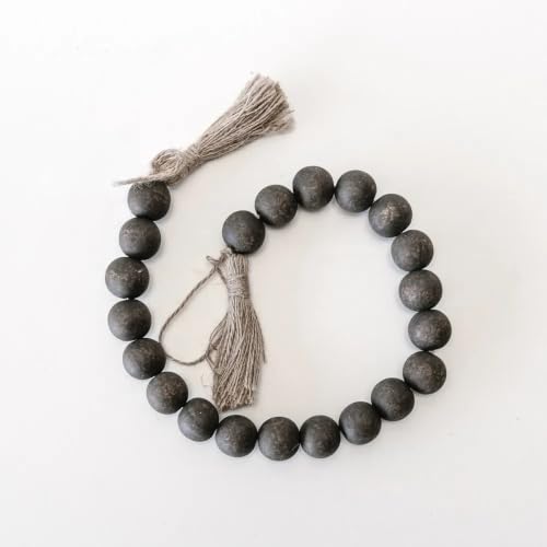 Wood Bead Garland with Tassels - Rustic 24-Inch Home Decor Accent