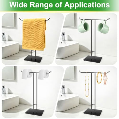 T-Shape Hand Towel Holder Stand for Bathroom Kitchen Black Stainless Steel
