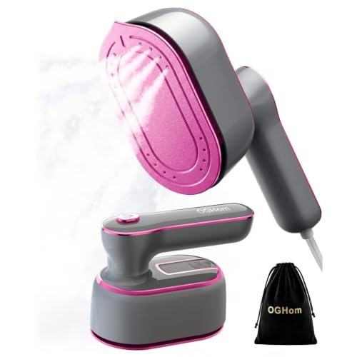 Pink 2-in-1 Handheld Clothes Steamer & Iron, 180° Rotatable Handle, Fast Heating, Portable Travel Steamer
