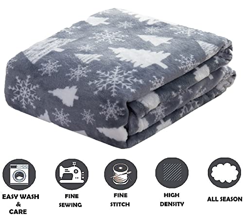 50 x 60 Inch Christmas Tree Fleece Blanket - Holiday Velvet Throw for Winter, Couch & Gift