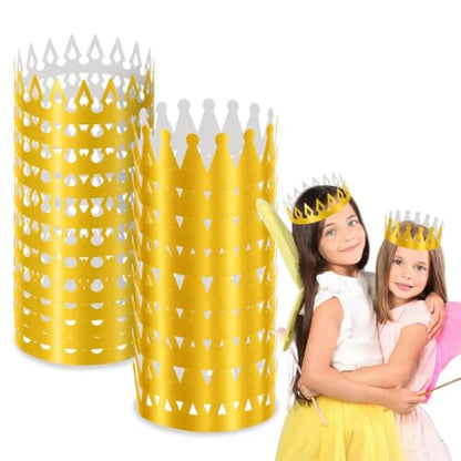 Gold Paper Crown Party Hats - 24 Pack Adjustable Royal Costumes for Kids & Adults
