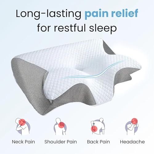 Ergonomic Cervical Pillow with Breathable Cover - Memory Foam Side Sleeper Support - Black