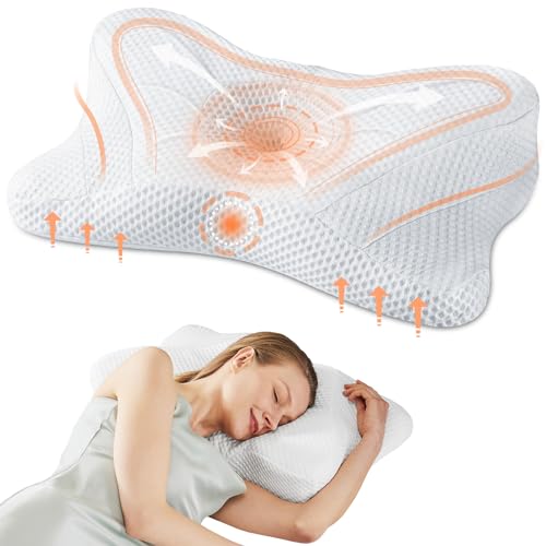 Sweetcrispy Cervical Neck Pillow - Memory Foam Ergonomic Contour Bed Pillows for Neck Pain Relief, Orthopedic Pillow for Improved Sleep Comfort and Support, White