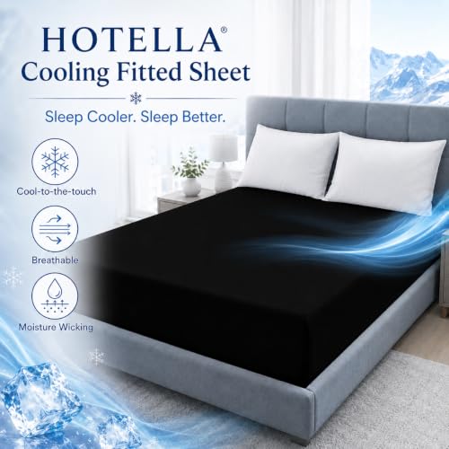 Black Queen Size Cooling Fitted Sheet Deep 14 Inch Ice Silk Bed Sheet