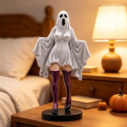 Halloween Ghost Resin Figurine with High Heels and Stockings – Spooky Halloween Decor Ornament