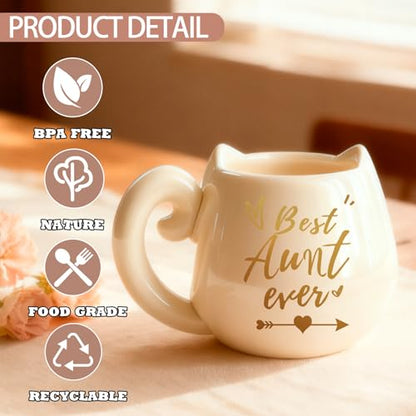Aunt Gift Set with Cat Mug and Elegant Necklace - Auntie Appreciation Gift - Variation of Aunt-B Everb