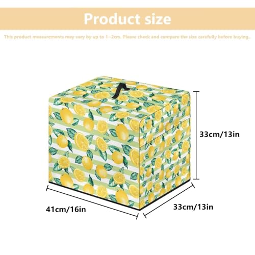 PJHEQOXE Lemon Pattern Food Slicer Cover Electric Food Slicer Cover With Storage Pockets And Top Handle Meat Slicer Cover 16"L x 13"W x 13"H Kitchen Decoration (Yellow)