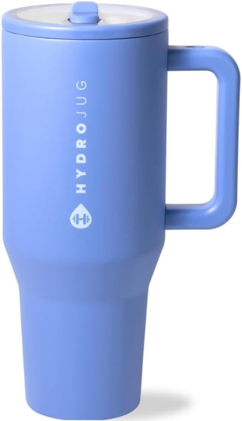 HydroJug Traveler - 32 oz Insulated Water Bottle with Handle & Flip Straw - Leak Resistant, Light Blue