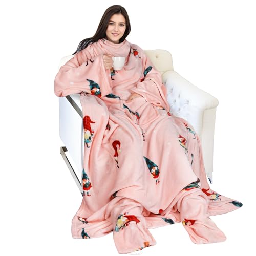 Adult Wearable Blanket with Sleeves & Foot Pocket - Fleece Christmas Dwarfs Variation