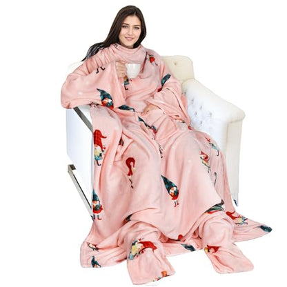 Adult Wearable Blanket with Sleeves & Foot Pocket - Fleece Christmas Dwarfs Variation