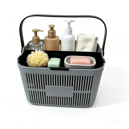 Gray Portable Shower Caddy with Removable Tray for Dorm & Travel