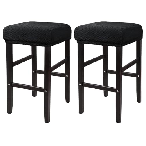 Rectangle Bar Stool Cover 2 Pack Black - Stretchable, Protective Slipcovers for 14-20in Chairs - Variation of THIS listing