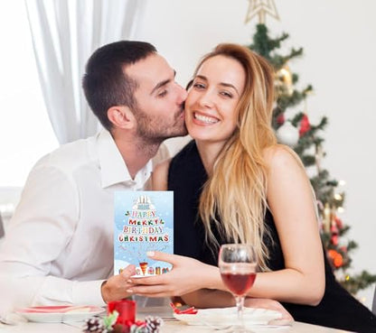 Blue Christmas & Birthday Card with Envelope - Funny Festive Greeting Card