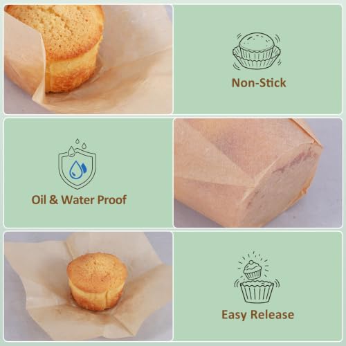 Natural Tulip Cupcake Liners 225pcs - Greaseproof Baking Cups for Muffins