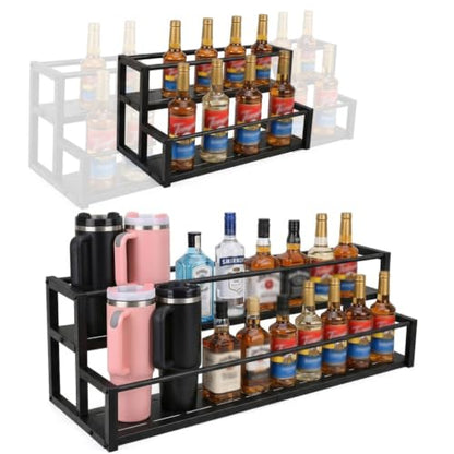 Black Expandable Coffee Syrup Organizer 2-Tier Cup & Tumbler Holder