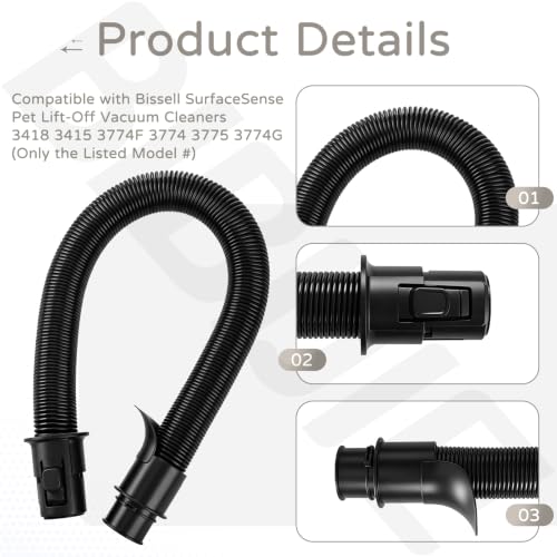 Vacuum Cleaner Replacement Hose for Bissell SurfaceSense Pet Vacuums 3415 3418