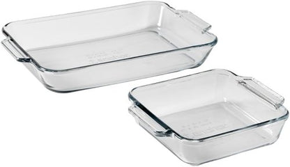 Anchor Hocking Cake Dish Set - 3 Quart Tempered Glass Baking Dishes | Oven & Microwave Safe, Made in USA