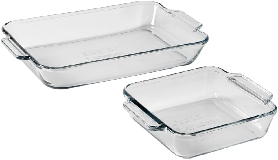 Anchor Hocking Cake Dish Set - 3 Quart Tempered Glass Baking Dish for Even Baking | Oven & Microwave Safe