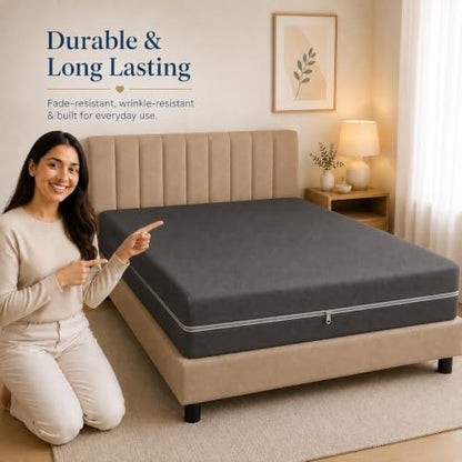 Queen Zipper Fitted Mattress Cover - 8-Inch Deep Microfiber Encasement