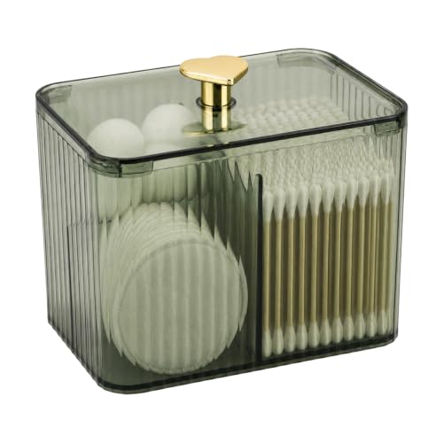 Clear Bathroom Q Tip Holder Dispenser with 3 Slots - Modern Vanity Organizer