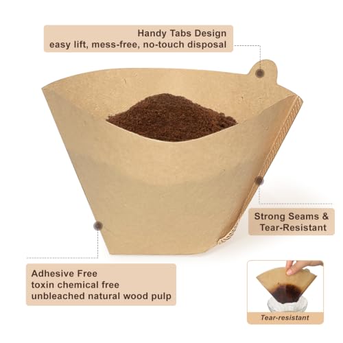 200 Count Coffee Filters #2 Unbleached Natural Paper Fits 2-6 Cup Makers - Reusable, Tear-Resistant