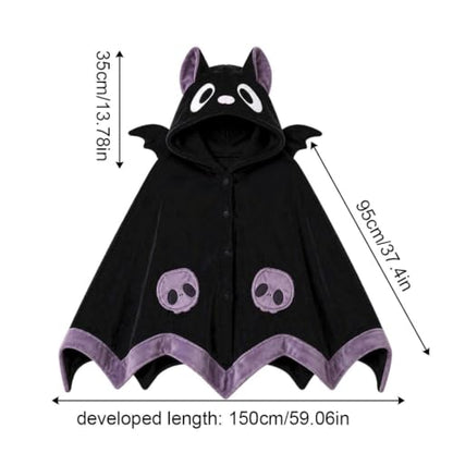 Women's Halloween Bat Blanket Hoodie - Cute Wearable Bat Cape for Adults