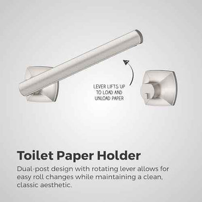 Pfister Vaneri Toilet Paper Holder, Bathroom Tissue Roll Holder, Wall-Mounted, Screw-In, Spot Defense Brushed Nickel Finish, BPHVRI0GS
