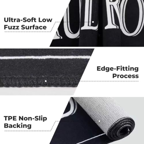 Black Laundry Room Rug Runner 20" x 47" Non-Slip Quick Dry Floor Mat