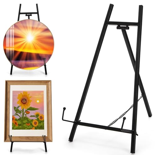 16.5 Inch Metal Tabletop Easel Stand for Frames and Signage Black