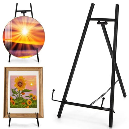 16.5 Inch Metal Tabletop Easel Stand for Frames and Signage Black