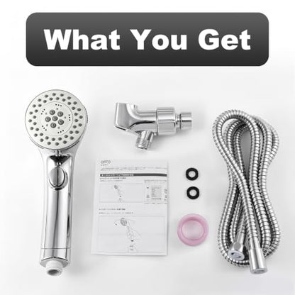 Handheld Shower Head with 5 Modes, Chrome, 60-Inch Stainless Steel Hose & Holder