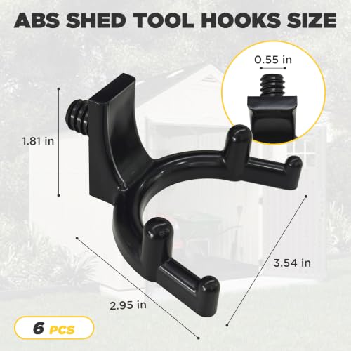 6-Pack Heavy-Duty Shed Hooks for Suncast & Craftsman Storage - Double-Head PC Hooks
