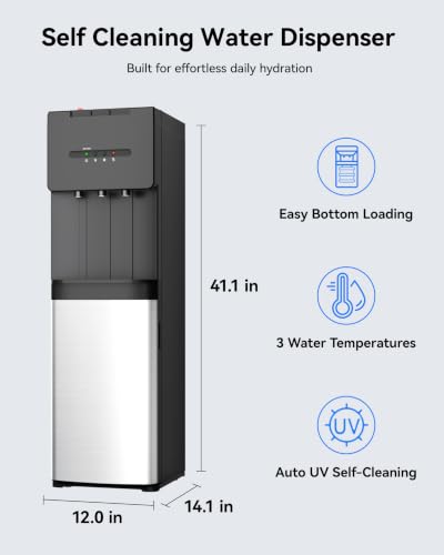 Self Cleaning Bottom Load Water Cooler Dispenser for 5 Gallon Bottles – UV Sterilizing
