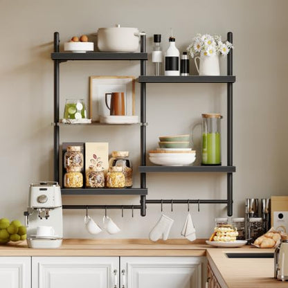 LED Floating Wall Shelves for Gaming and Display - Corner & Wall Mountable Black Shelves 29.5"