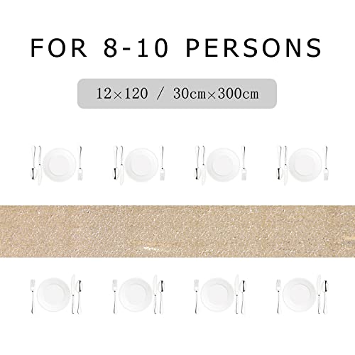Sequin Table Runner Light Gold 12x120 Inch for Party Wedding Christmas Event