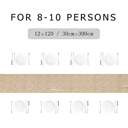 Sequin Table Runner Light Gold 12x120 Inch for Party Wedding Christmas Event