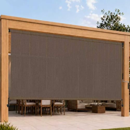 OKBA Outdoor Roller Shade 12 ft Wide x 8'H,Exterior Cordless Patio